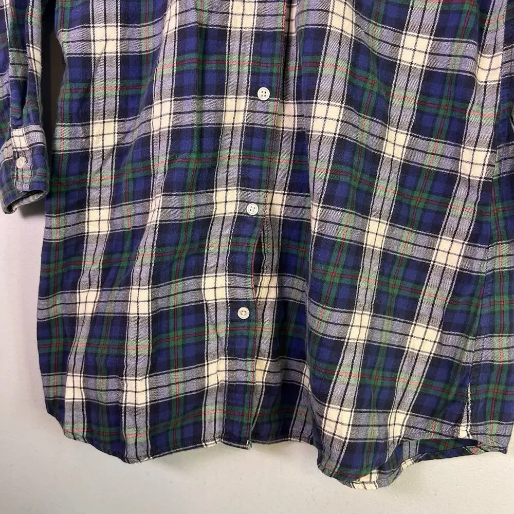 Lauren Ralph Lauren Sleepshirt Plaid Flannel Gold Crest Nightgown Preppy Sz M